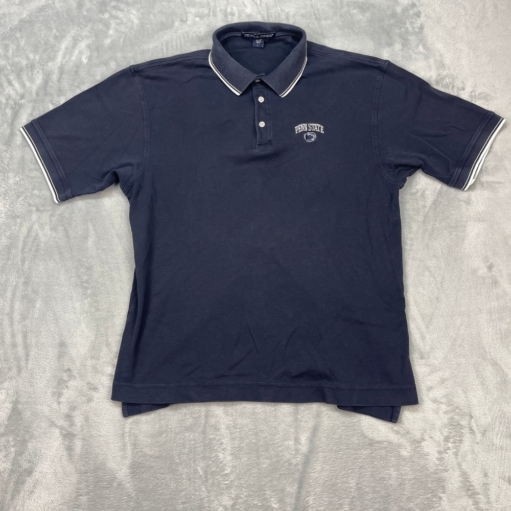 NCAA Penn State Nittany Lions Devon & Jones Football Polo‎ Shirt Mens Large Blue